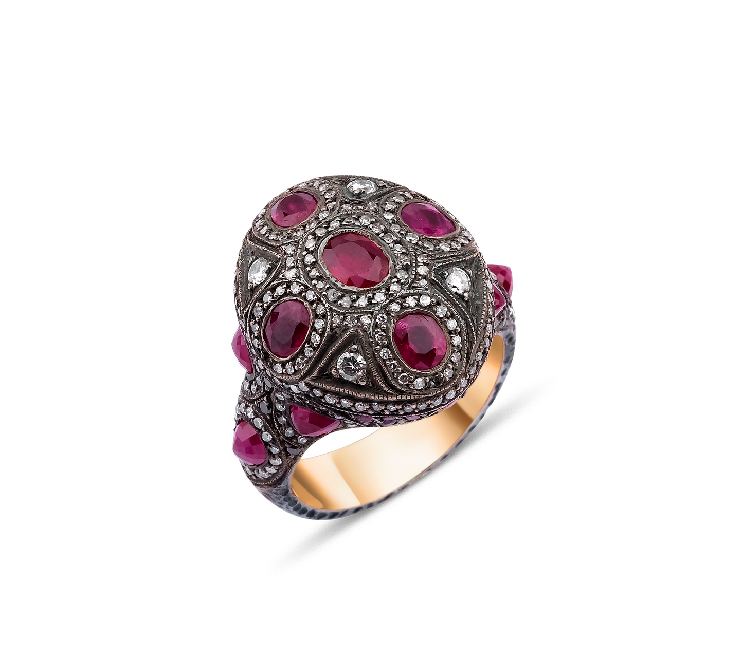 RUBY DIAMOND OXIDIZED RING