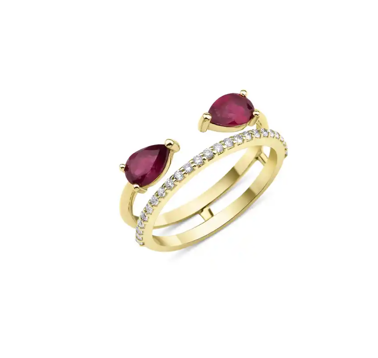 DOUBLE PEAR RUBY RING