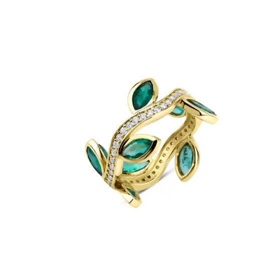 MARQUISE EMERALD BAND RING