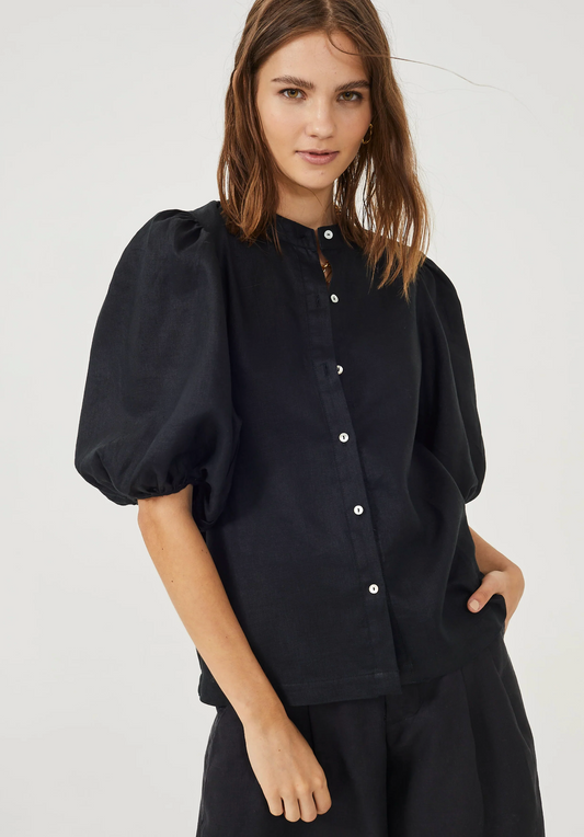 Bubble Linen Shirt - Black