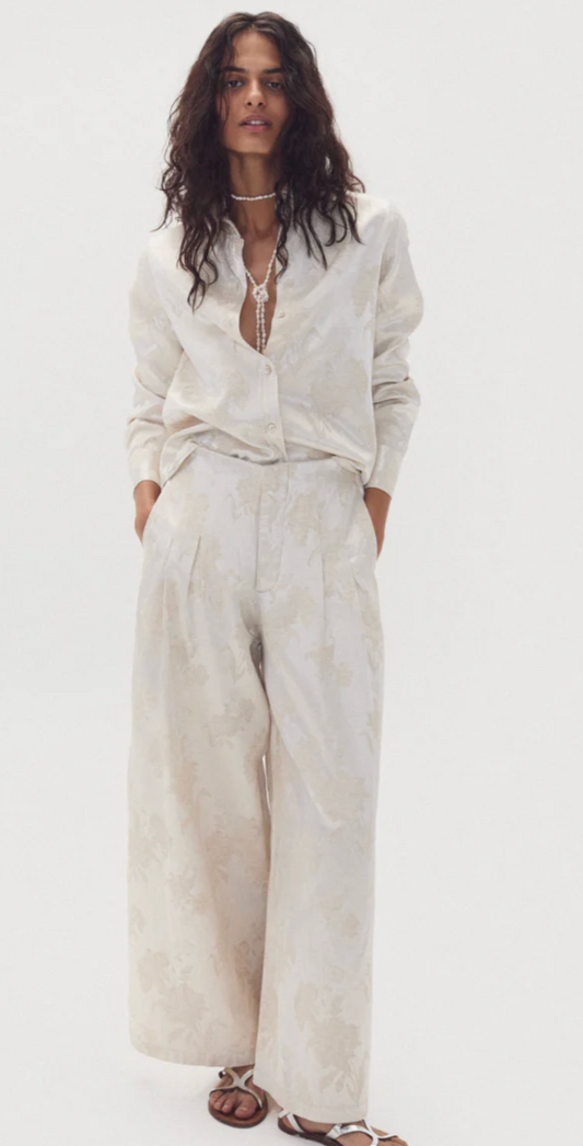 San Marino Brocade Shirt - Ivory Garden