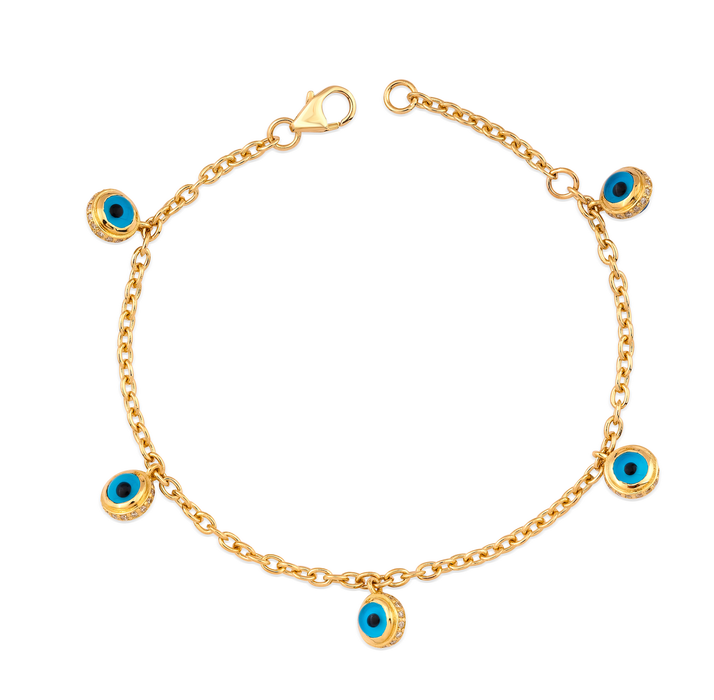 EVIL EYE DIAMOND CHARM BRACELET