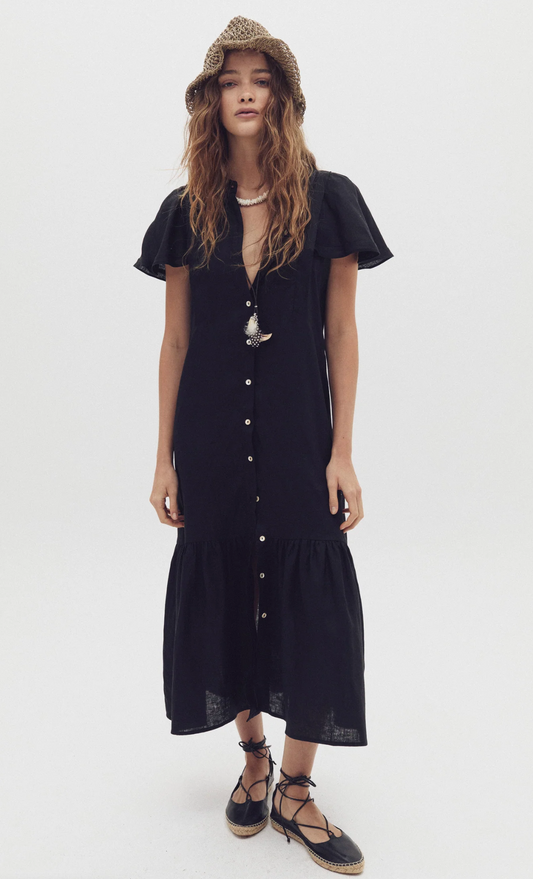 Willow Linen Dress - Black