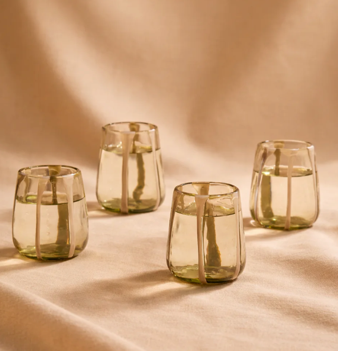 Olivia Short Green Glass-Set of 4