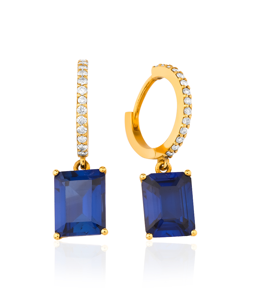 OCTAGON SAPPHIRE DROP EARRINGS