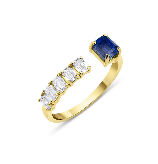 SAPPHIRE DIAMOND OPEN RING