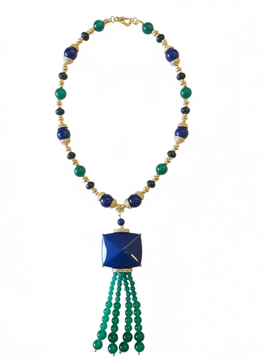 Tarsila Necklace -Blue and Green Agate
