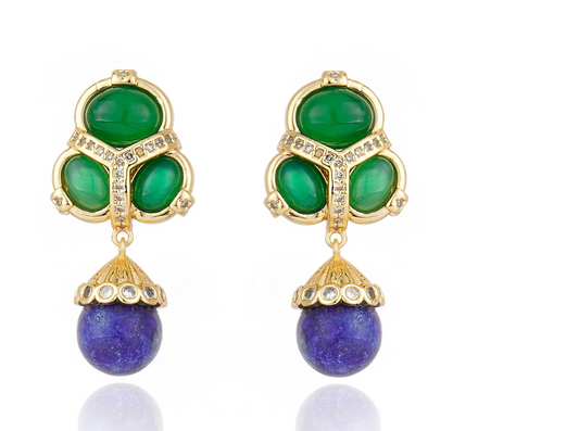 Martins Earrings -Green and Blue