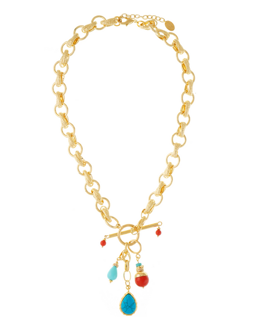 Sirena Necklace- Coral and Turquoise