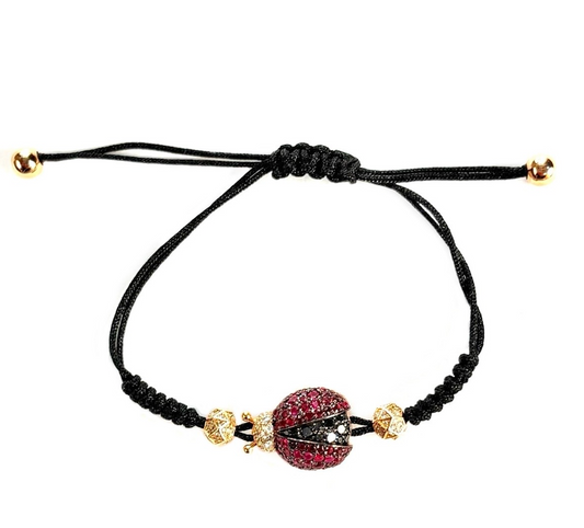LADYBUG DIAMOND RUBY CORD BRACELET