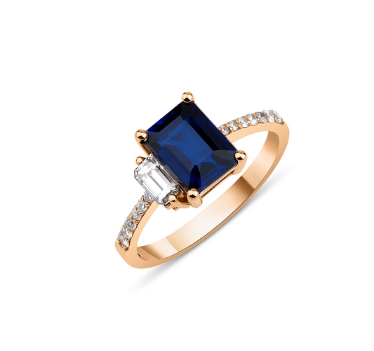 OCTAGON SAPPHIRE DIAMOND RING
