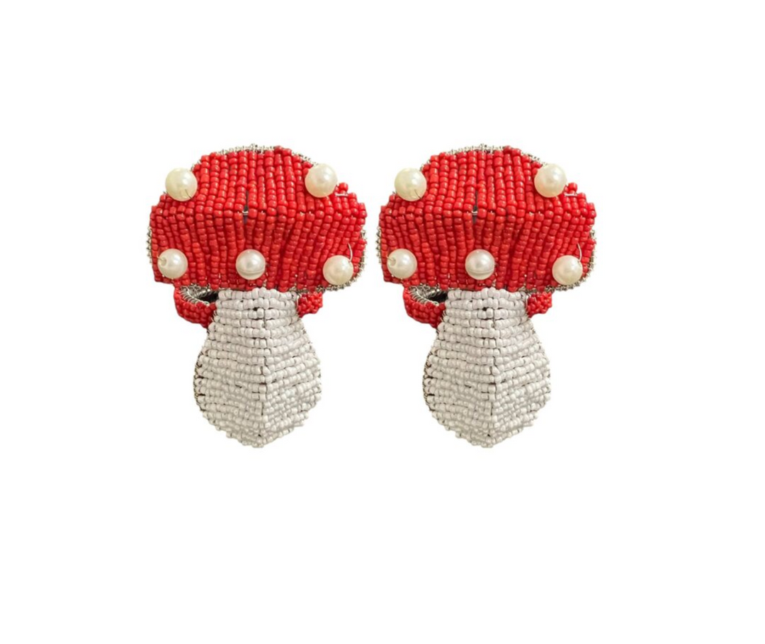 Mushroom Napkin Ring with Beads - Set of 2