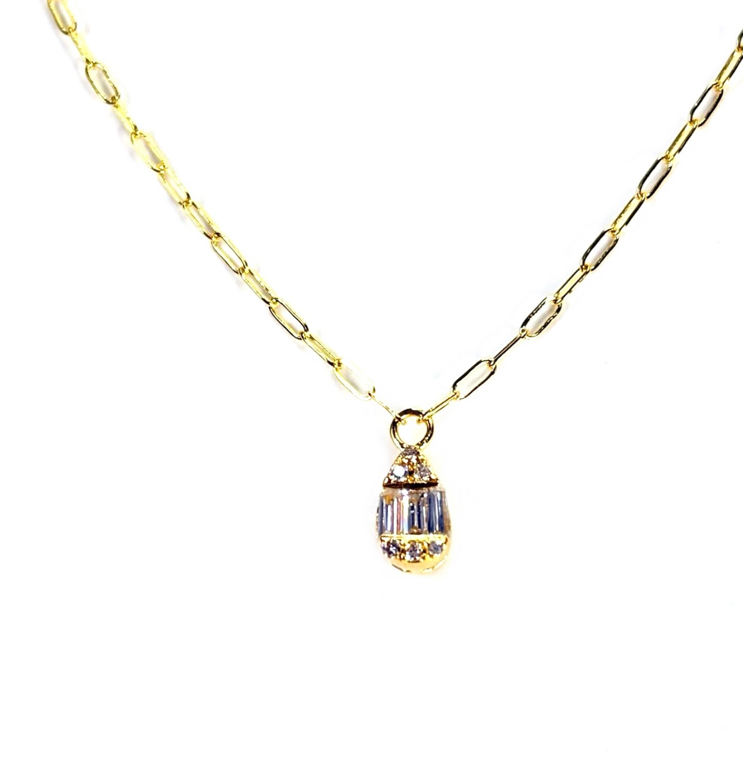 BAGUETTE DIAMOND PEAR NECKLACE