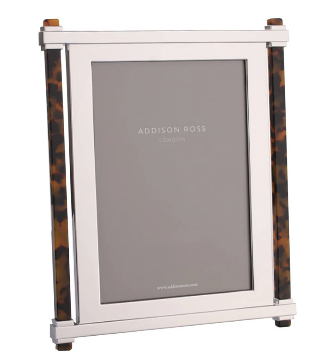 Faux Tortoiseshell & Silver Pillar Picture Frame