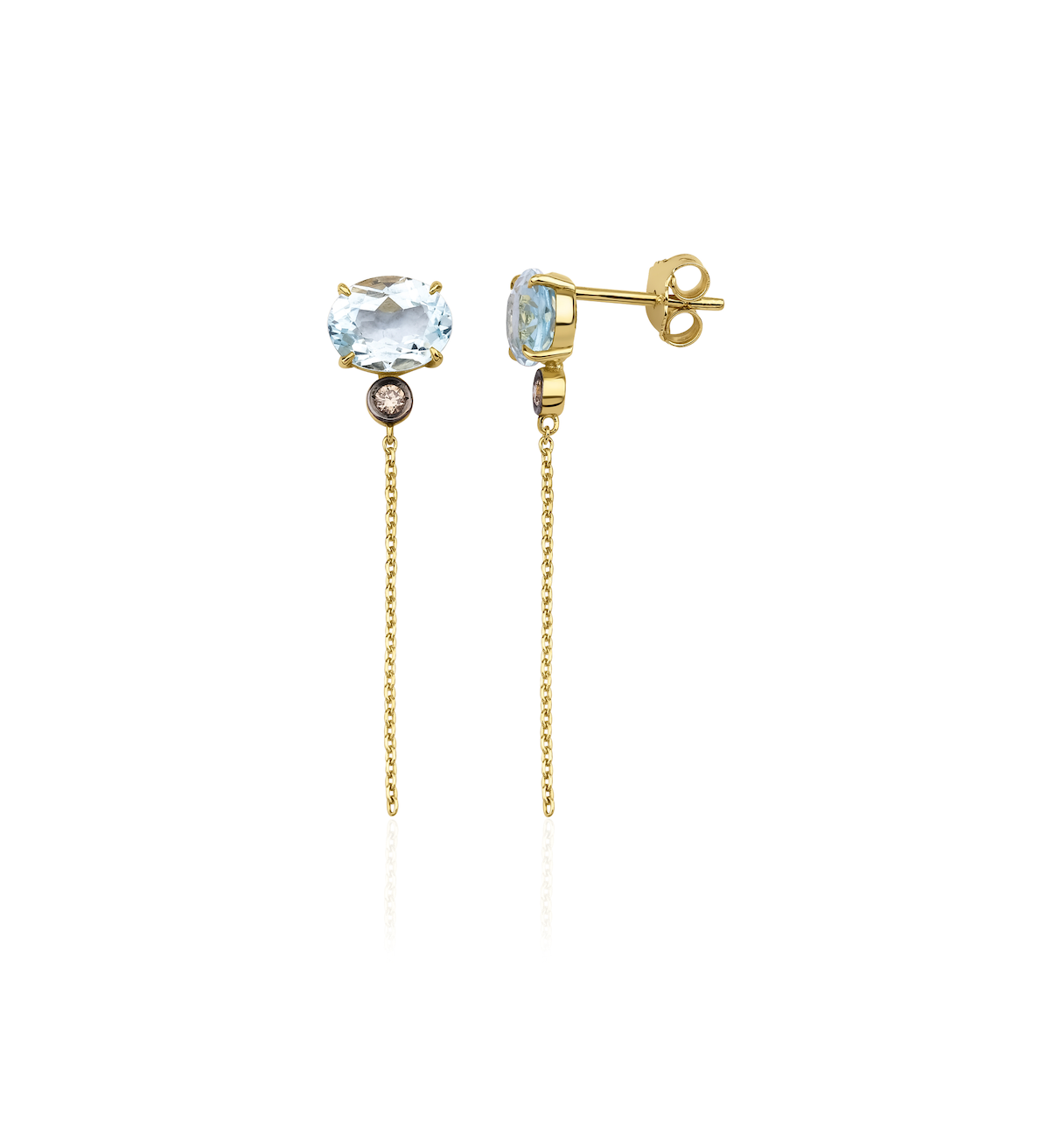 AQUAMARINE DROP CHAIN EARRINGS