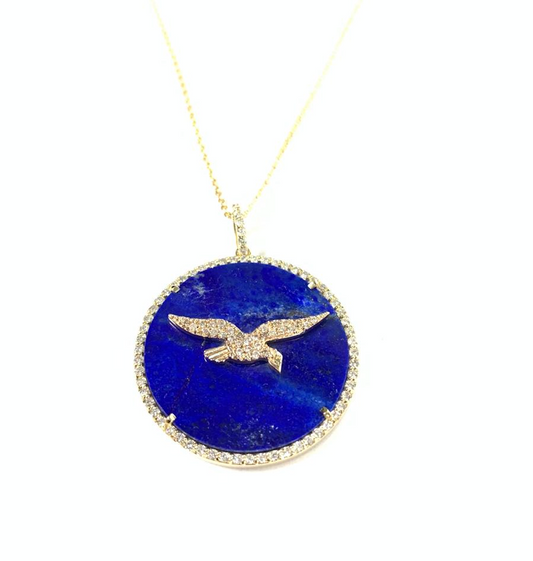 LAPIS BIRD MEDALLION NECKLACE