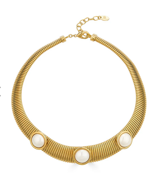 GABY 3 PEARL NECKLACE - GOLD