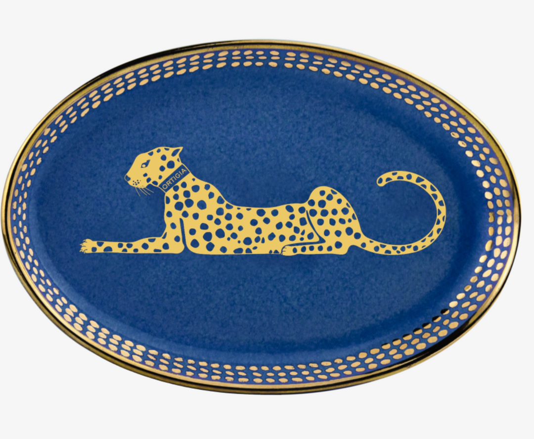 Spotty Oval Dish-Blue