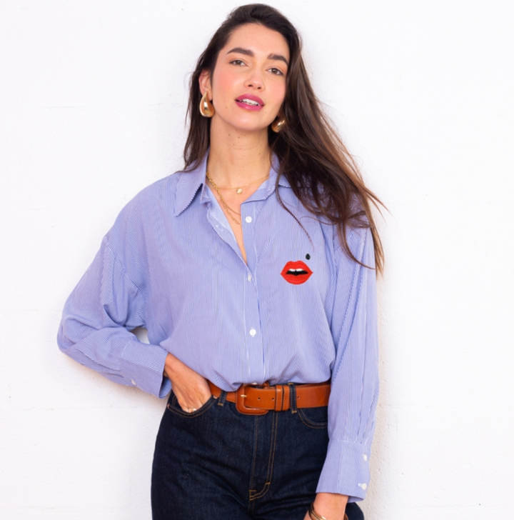 Blue Delfina Shirt -Cindy