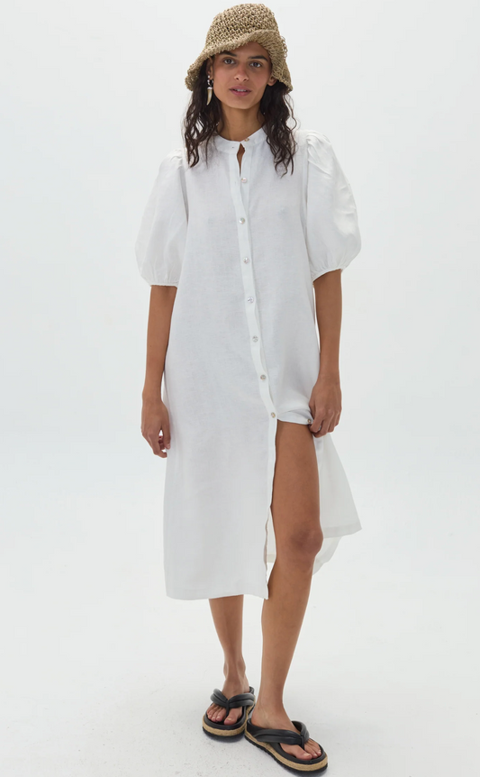 Bubble Linen Dress - Off White
