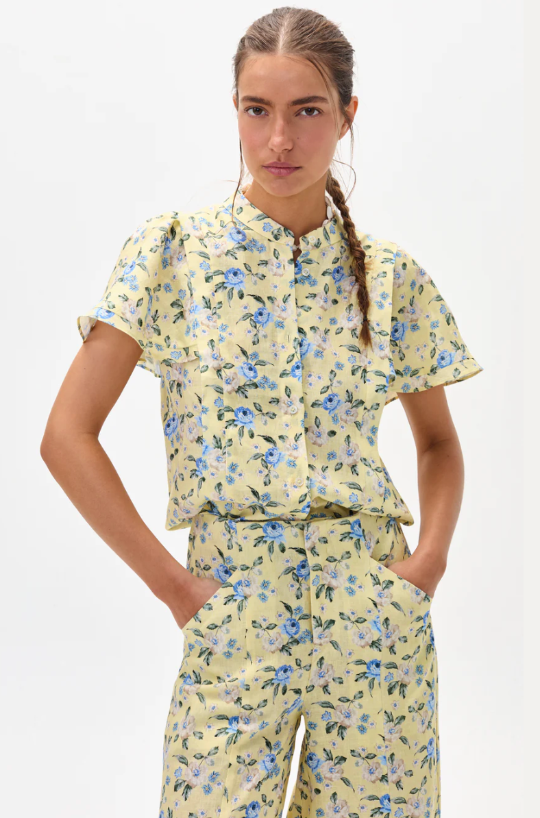 Willow Linen Shirt - Francesca Print