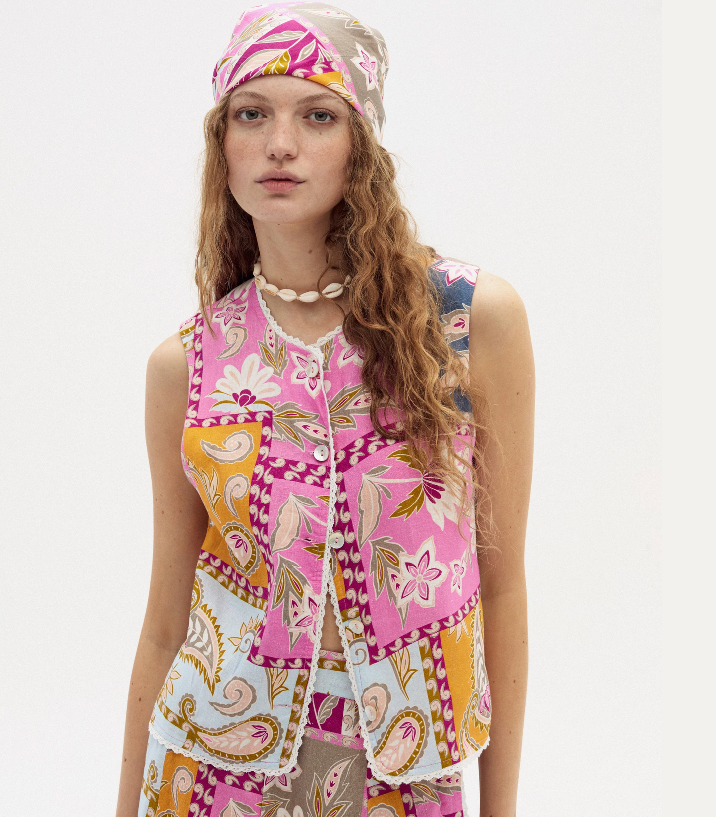 Folk Linen Top - Calypso Print