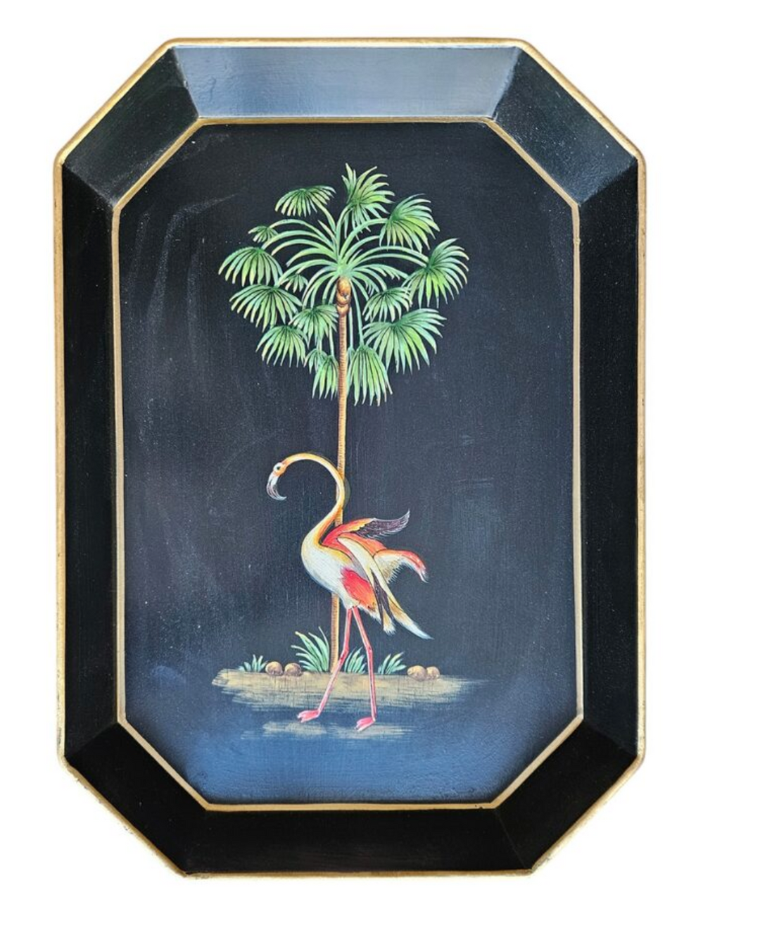 Hand-Painted Iron Tray-Flamingo