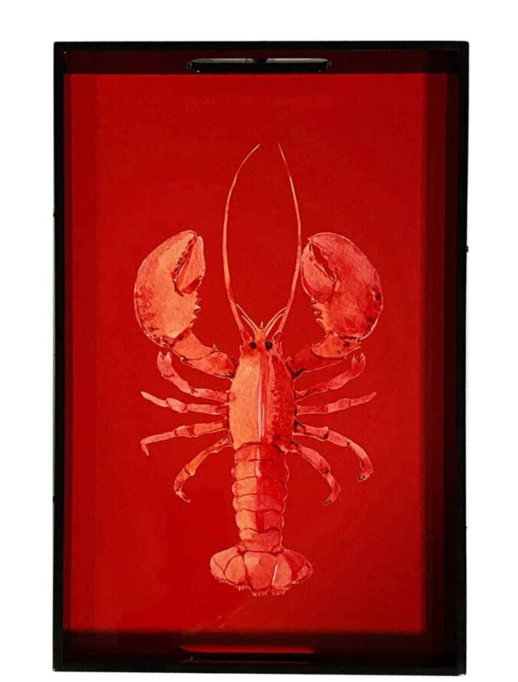 Lacquered Wooden Tray with Handles – Lobster