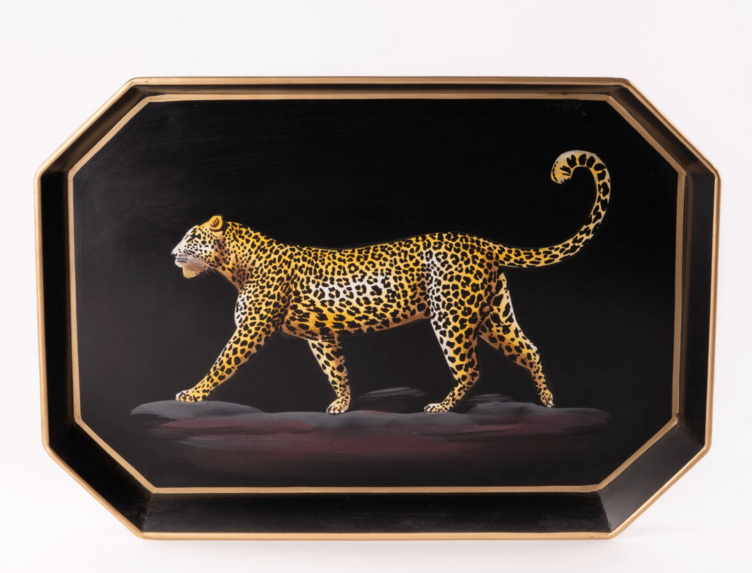 Hand Painted Iron Tray -Leopard