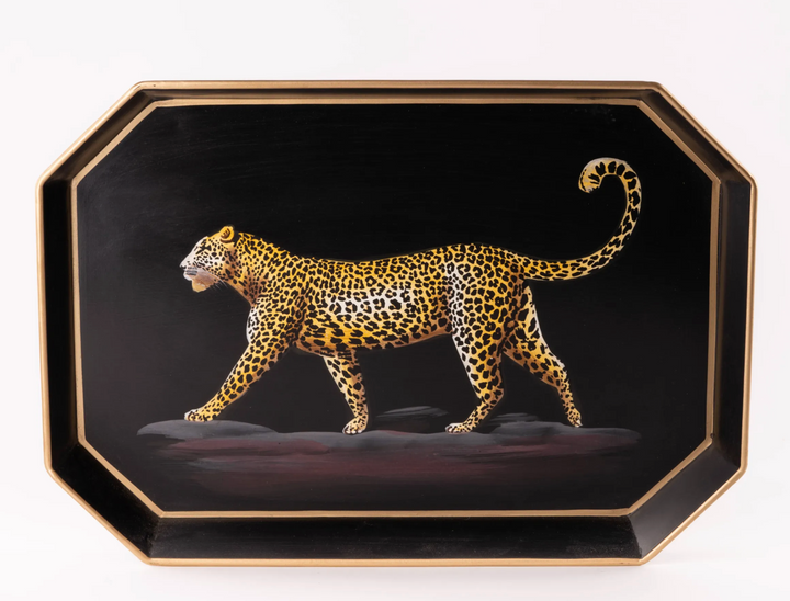 Hand Painted Iron Tray -Leopard