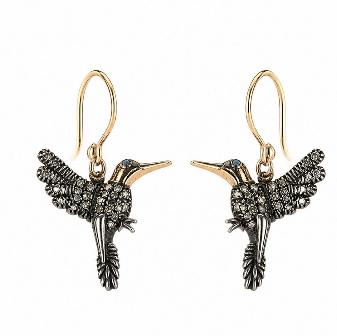 TINY BIRD DIAMOND EARRINGS