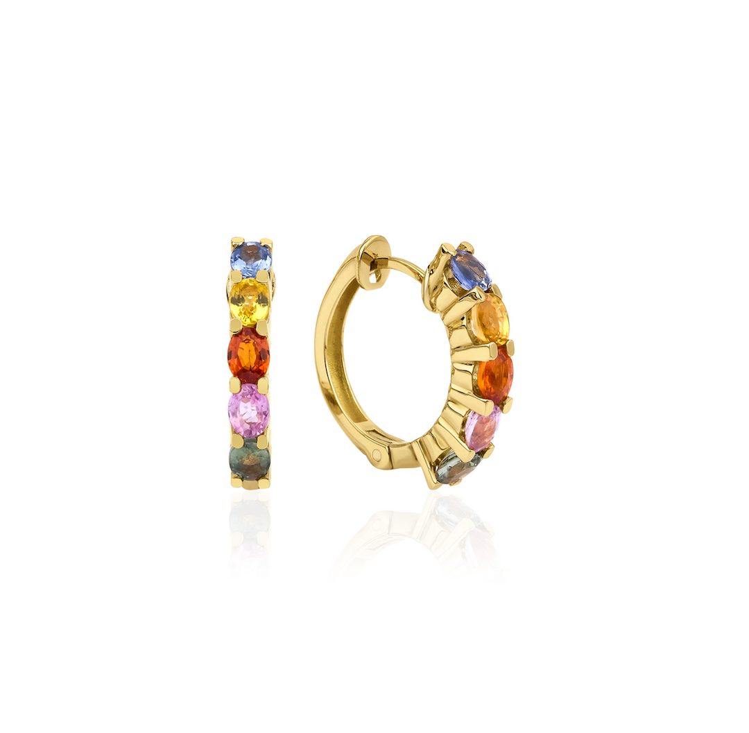 MULTICOLOR SAPPHIRE HOOP EARRINGS
