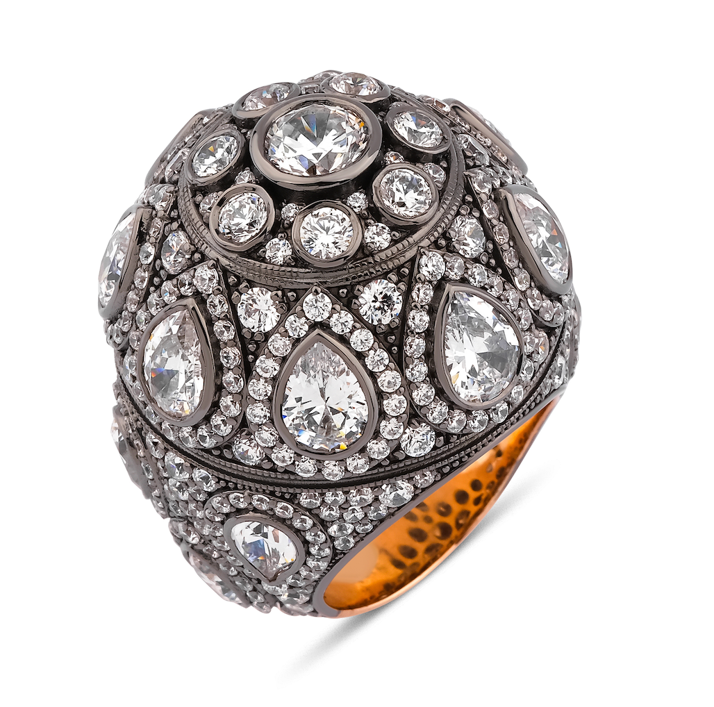 CUBIC ZIRCONIA SILVER DOME RING