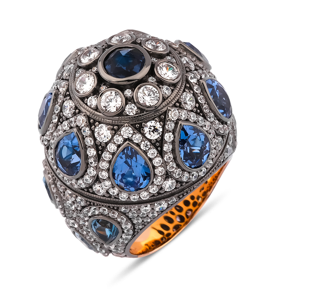BLUE TOPAZ SILVER DOME RING