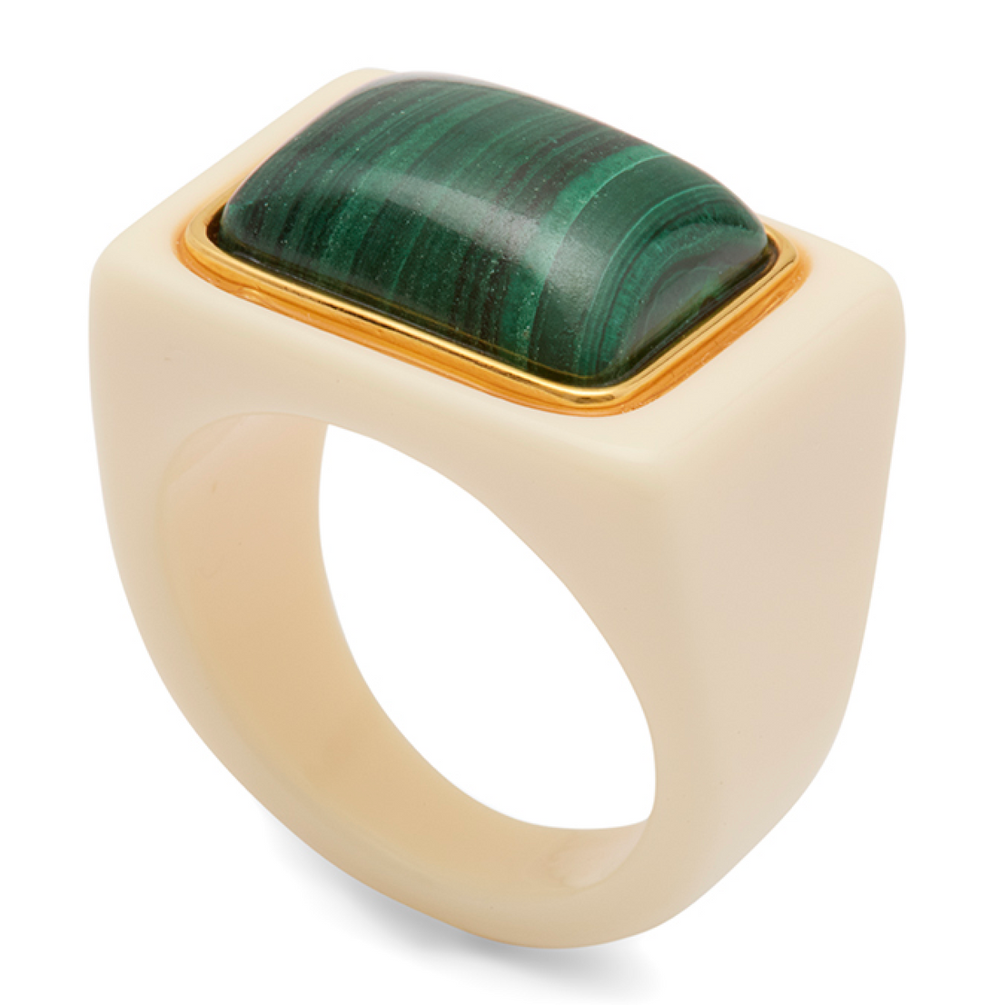 Malachite -Ivory Resin Ring
