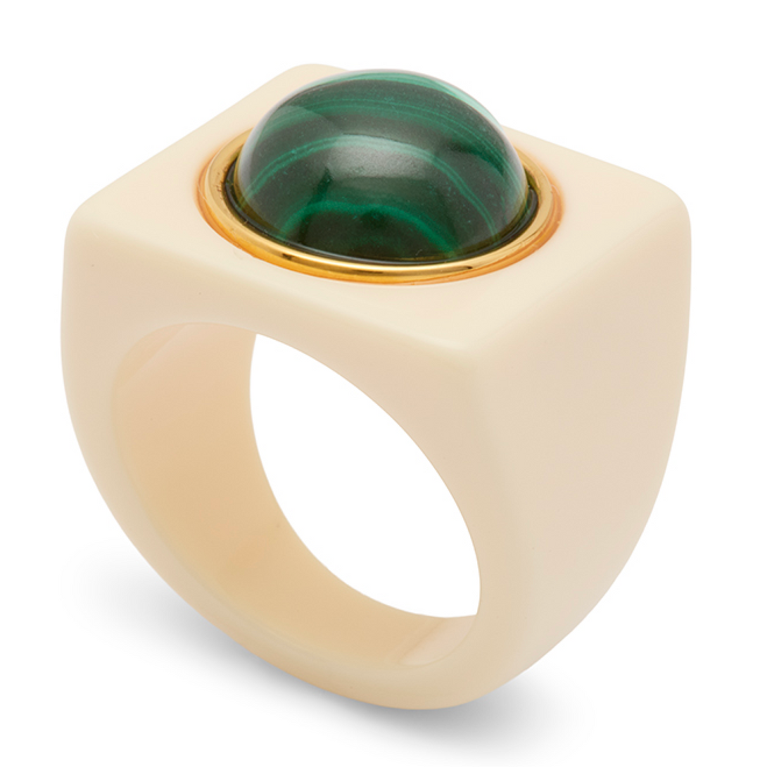 Malachite -Ivory Resin Ring