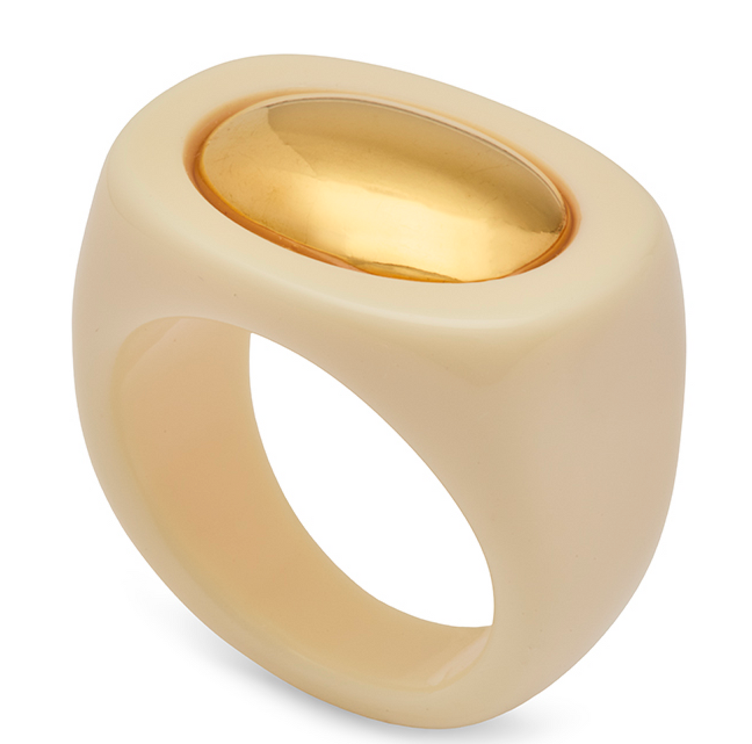 Gold-Ivory Resin Ring