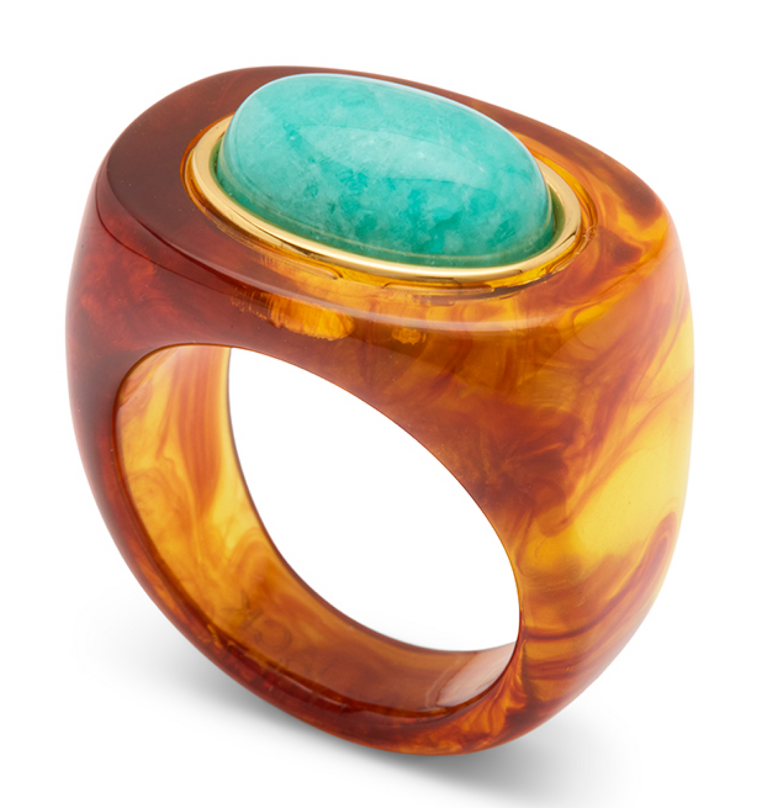 Amazonite-Tortoise Shell Resin Ring