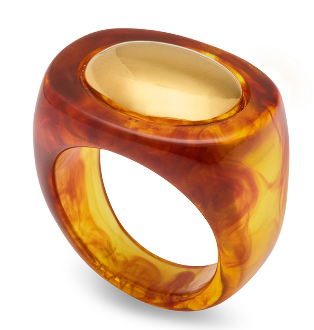 Gold-Tortoise Shell Resin Ring