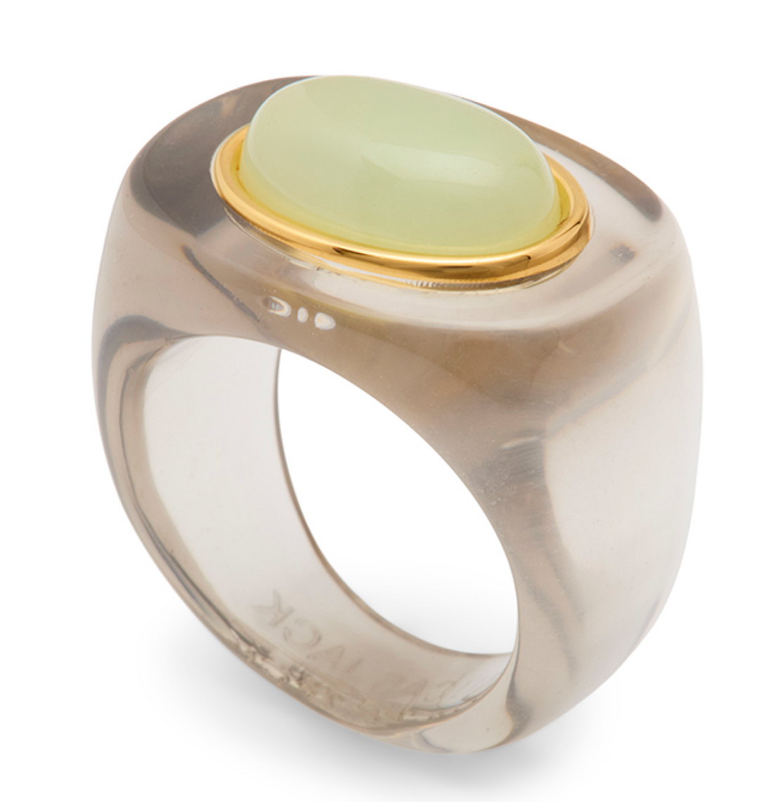 Aquamarine Quartz -Deep Grey Resin Ring