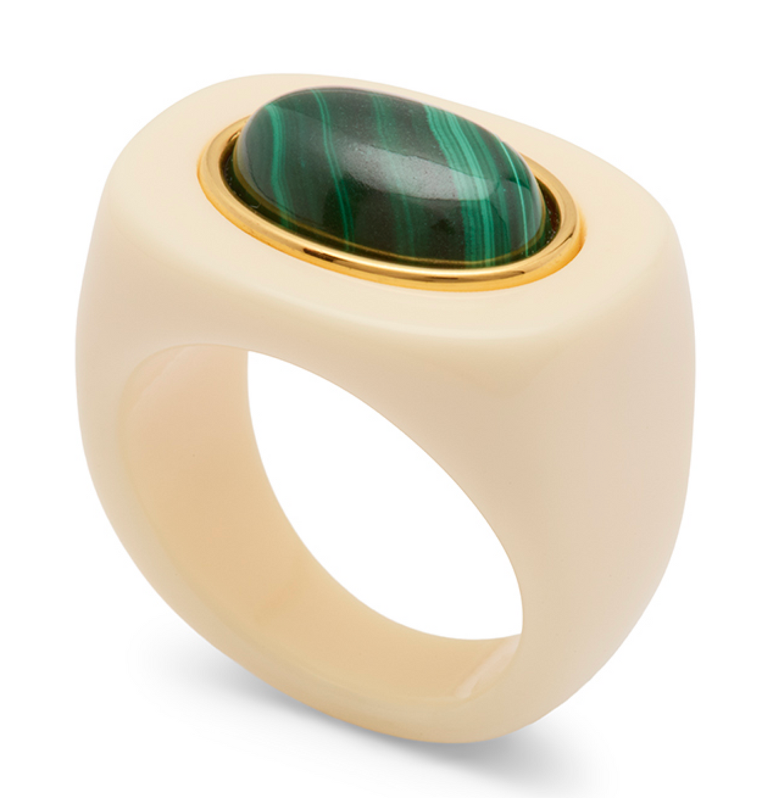 Malachite-Ivory Resin Ring