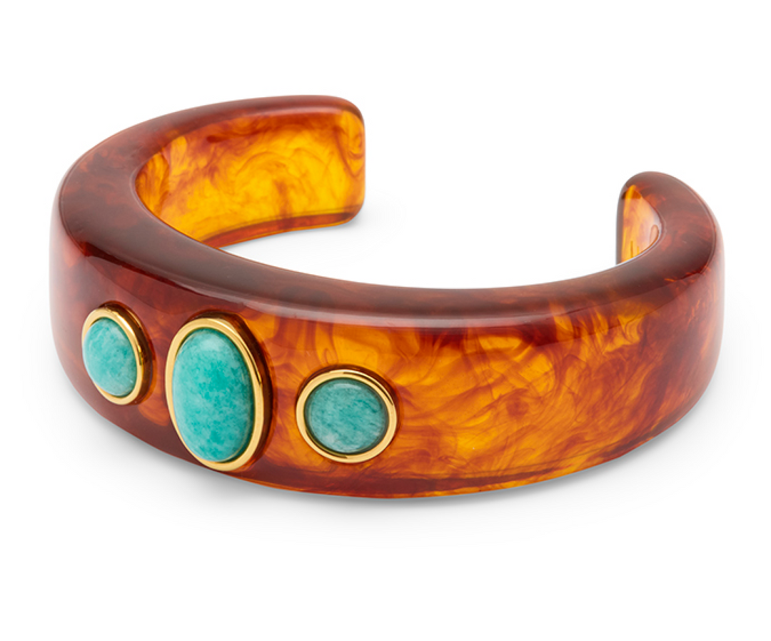 Amazonite -Tortoise Shell Resin Bangle