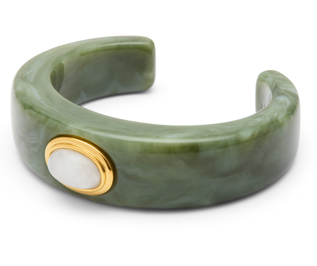 Moonstone-Jade Resin Bangle