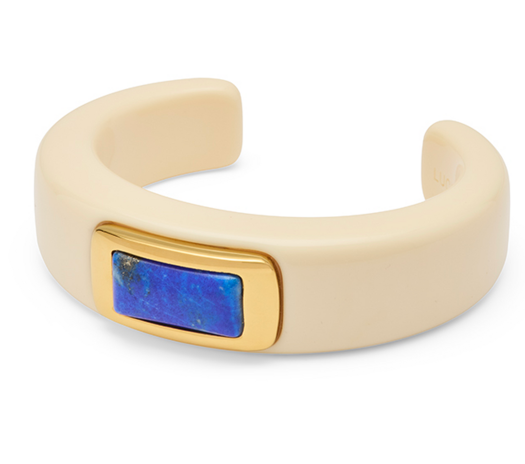 Lapis Lazuli-Ivory Resin Bangle