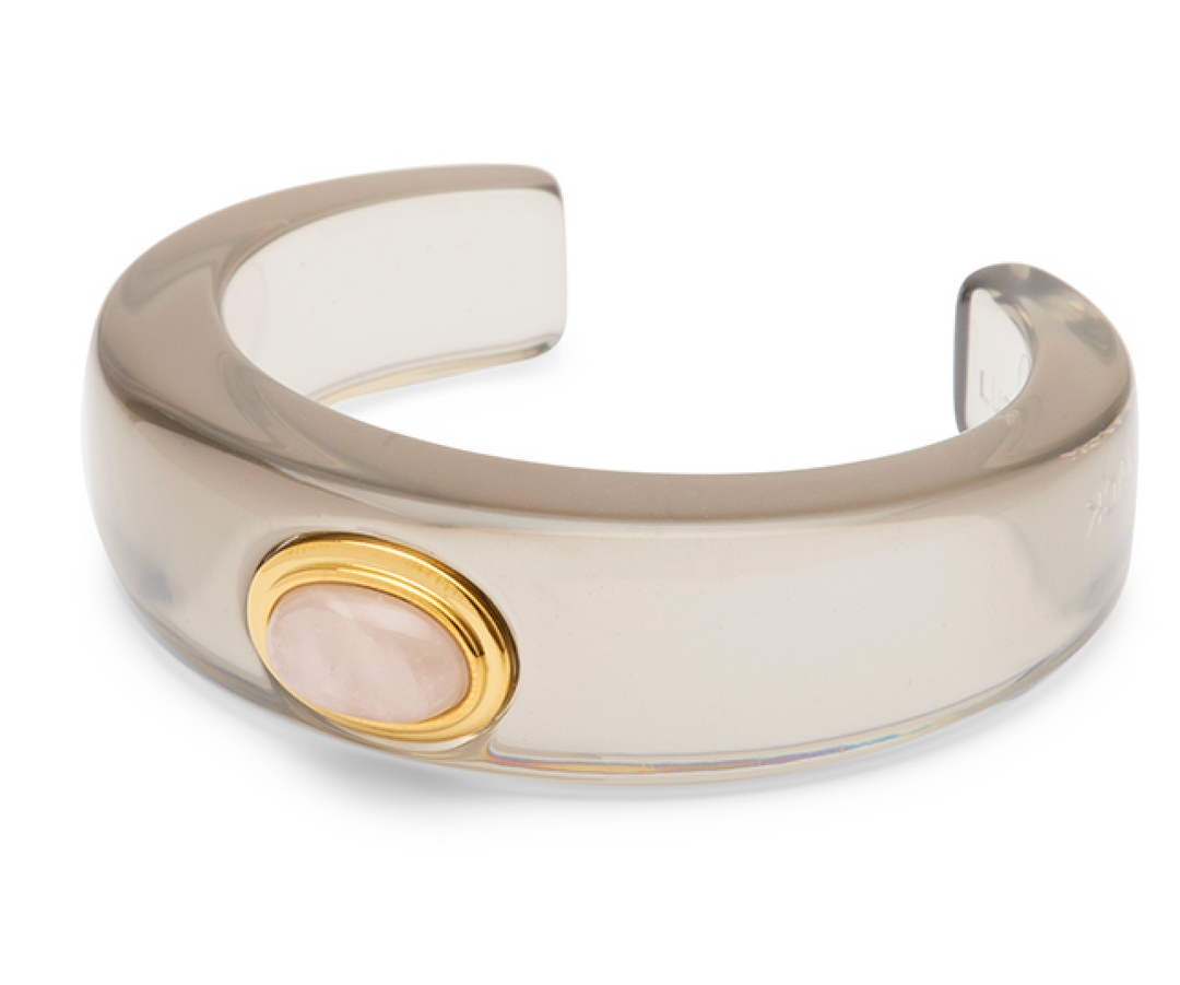 Pink Crystal-Deep Grey Resin Bangle