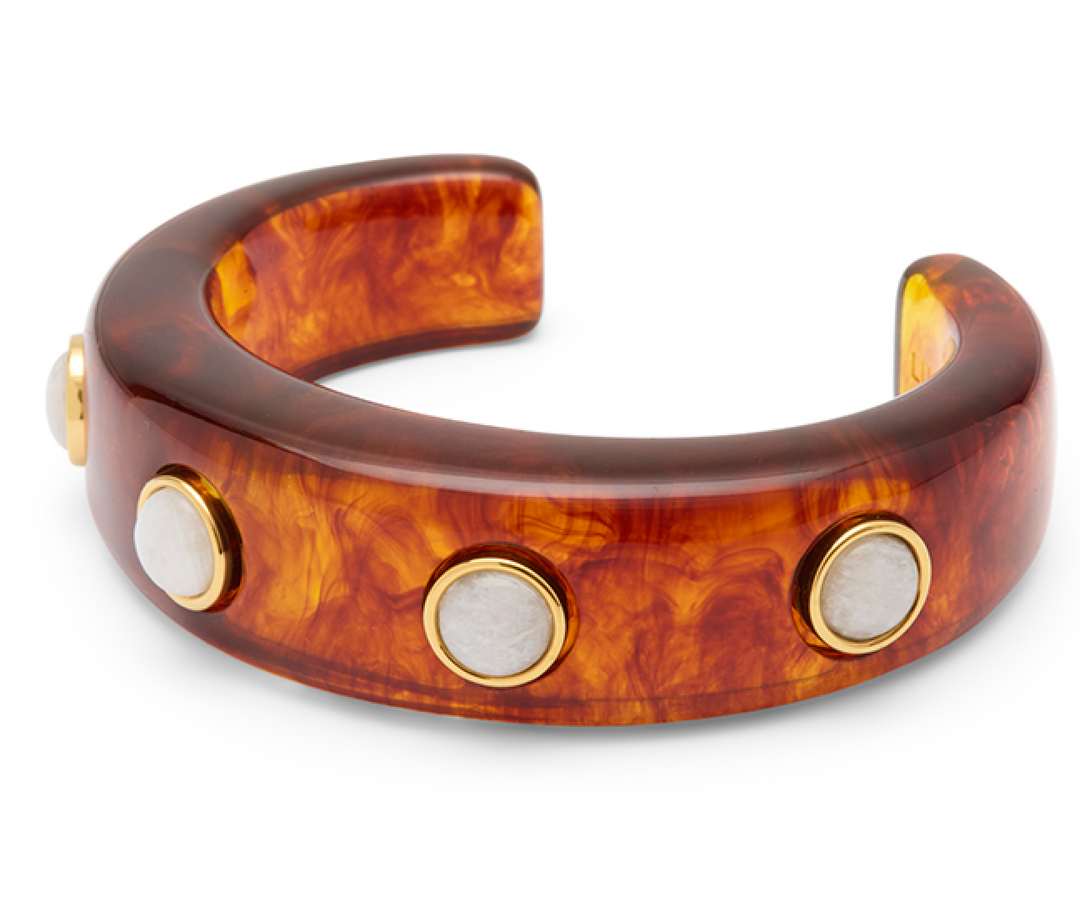 Moonstone-Tortoise Shell Resin Bangle