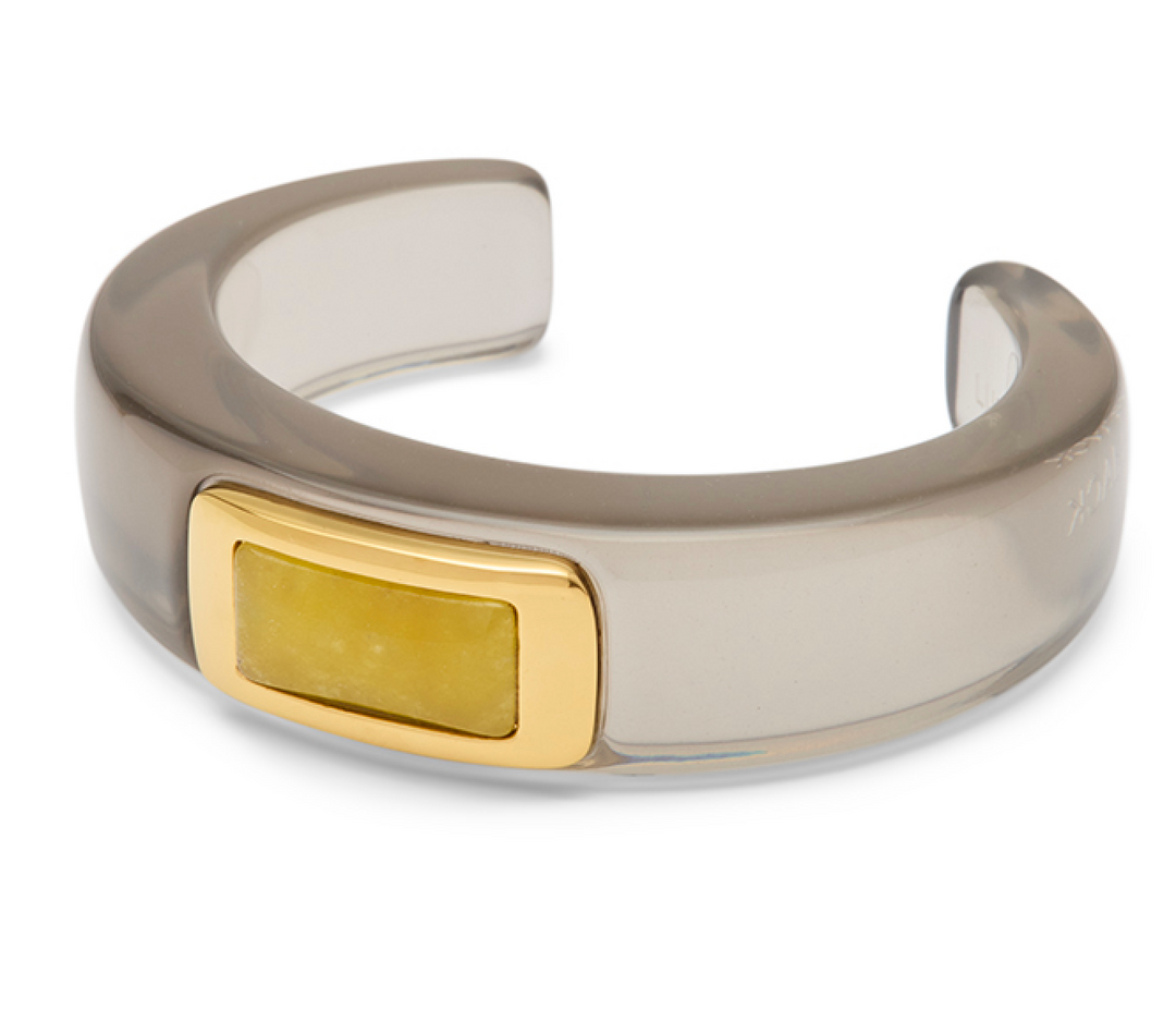 Yellow Quartz -Deep Grey Resin Bangle