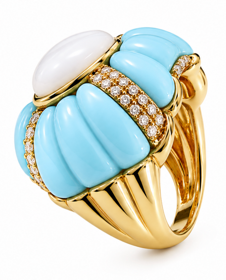 Malfatti Ring-White/Turquoise