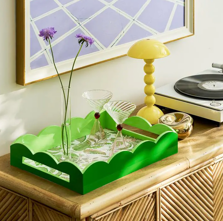 Palm Beach Green Lacquered Tray-Medium