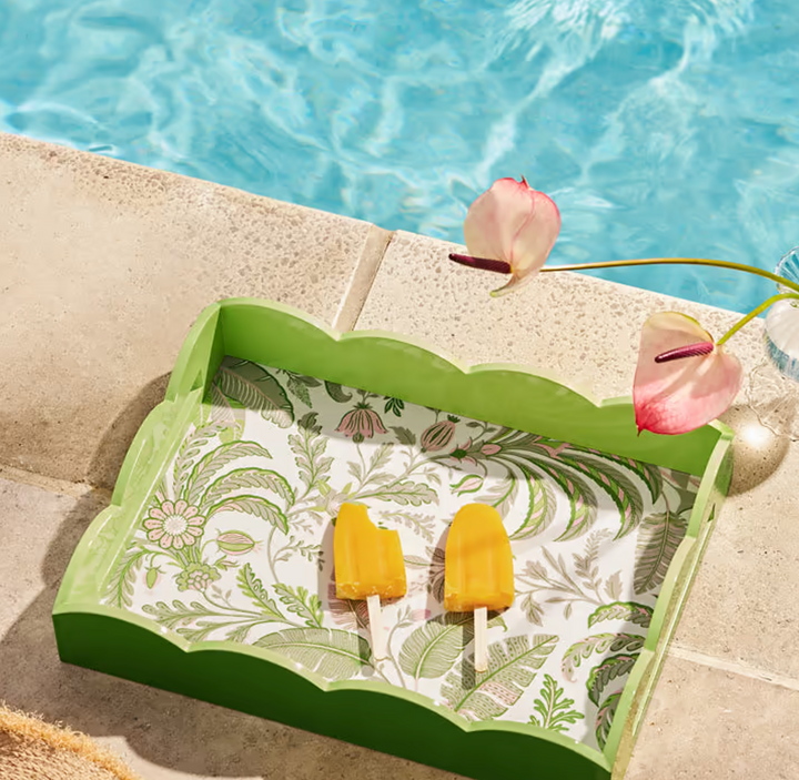 Palm Beach Green Lacquered Tray-Medium